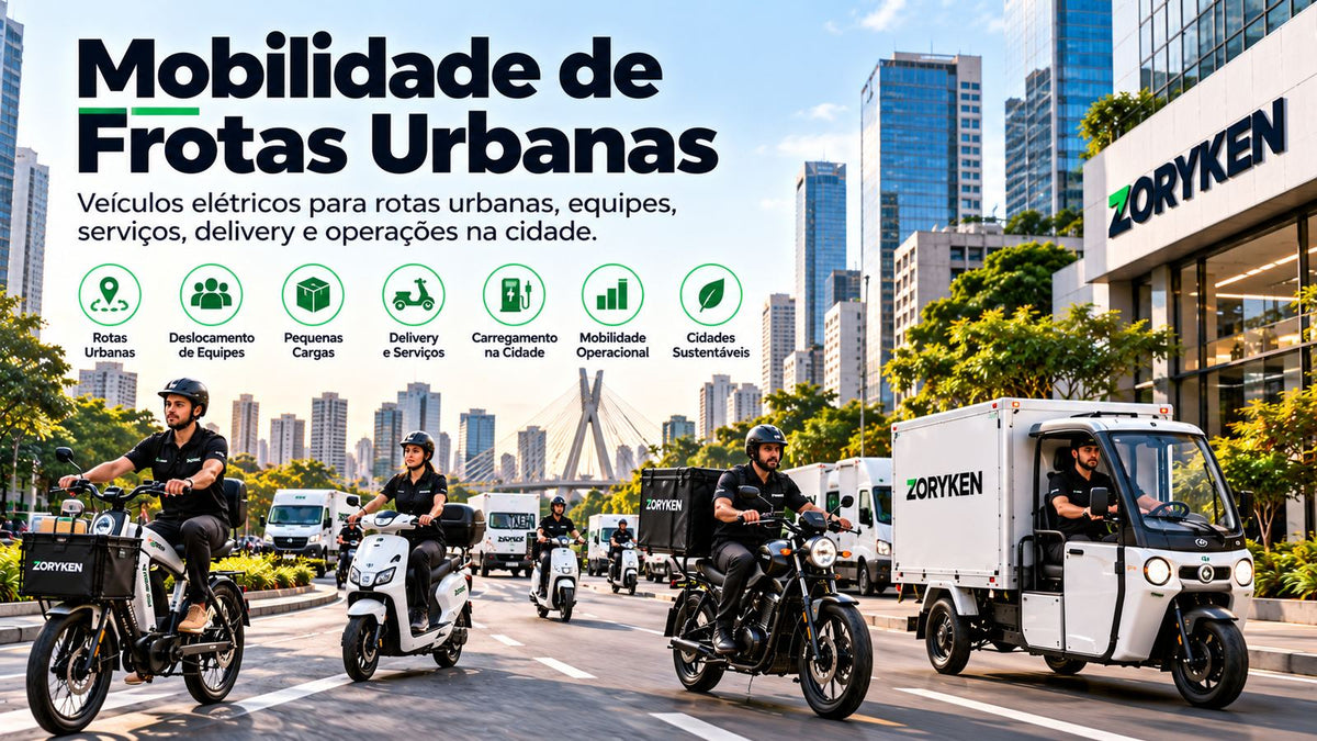 Frota urbana de veículos elétricos para rotas, equipes, delivery e operações empresariais na cidade