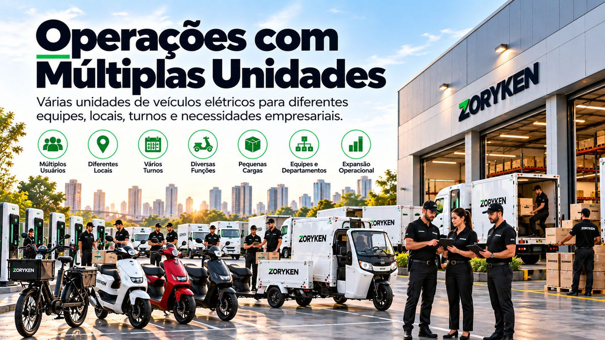 Múltiplas unidades de veículos elétricos para equipes, locais, turnos e operações empresariais