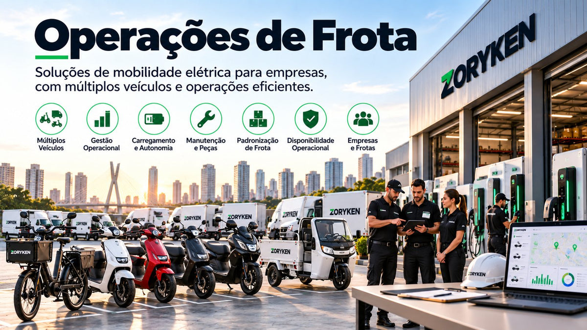 Operações de frota com veículos elétricos para empresas, incluindo carregamento, manutenção e gestão de múltiplos veículos
