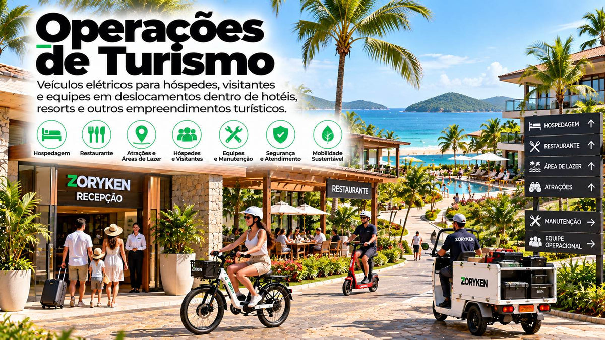 Operações de turismo com veículos elétricos para hóspedes, visitantes e equipes em hotéis, resorts e empreendimentos turísticos