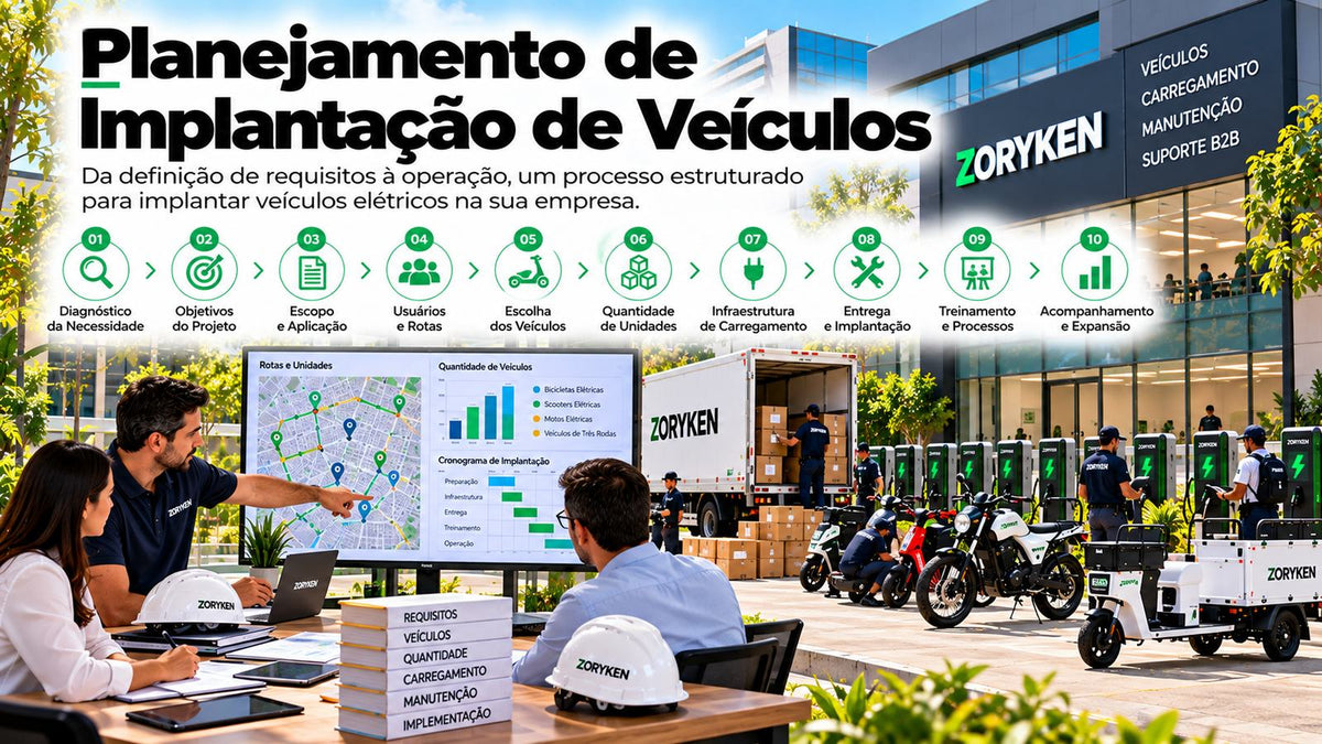Planejamento de implantação de veículos elétricos com entrega, carregamento, treinamento, operação e expansão em empresas