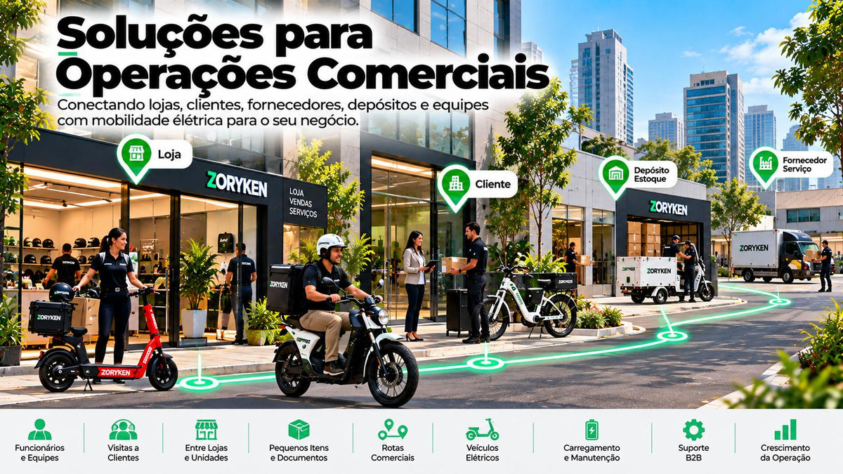 Soluções para operações comerciais com veículos elétricos conectando lojas, clientes, depósitos, fornecedores e equipes