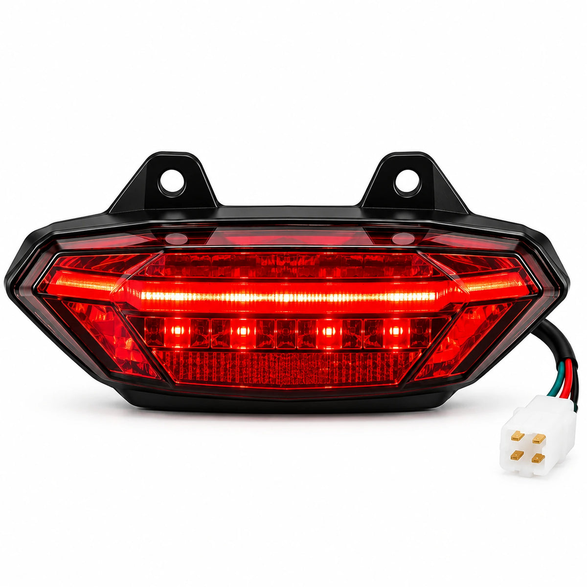 Lanterna traseira LED vermelha com luz de freio, carcaça preta, chicote e conector para veículos elétricos ZORYKEN