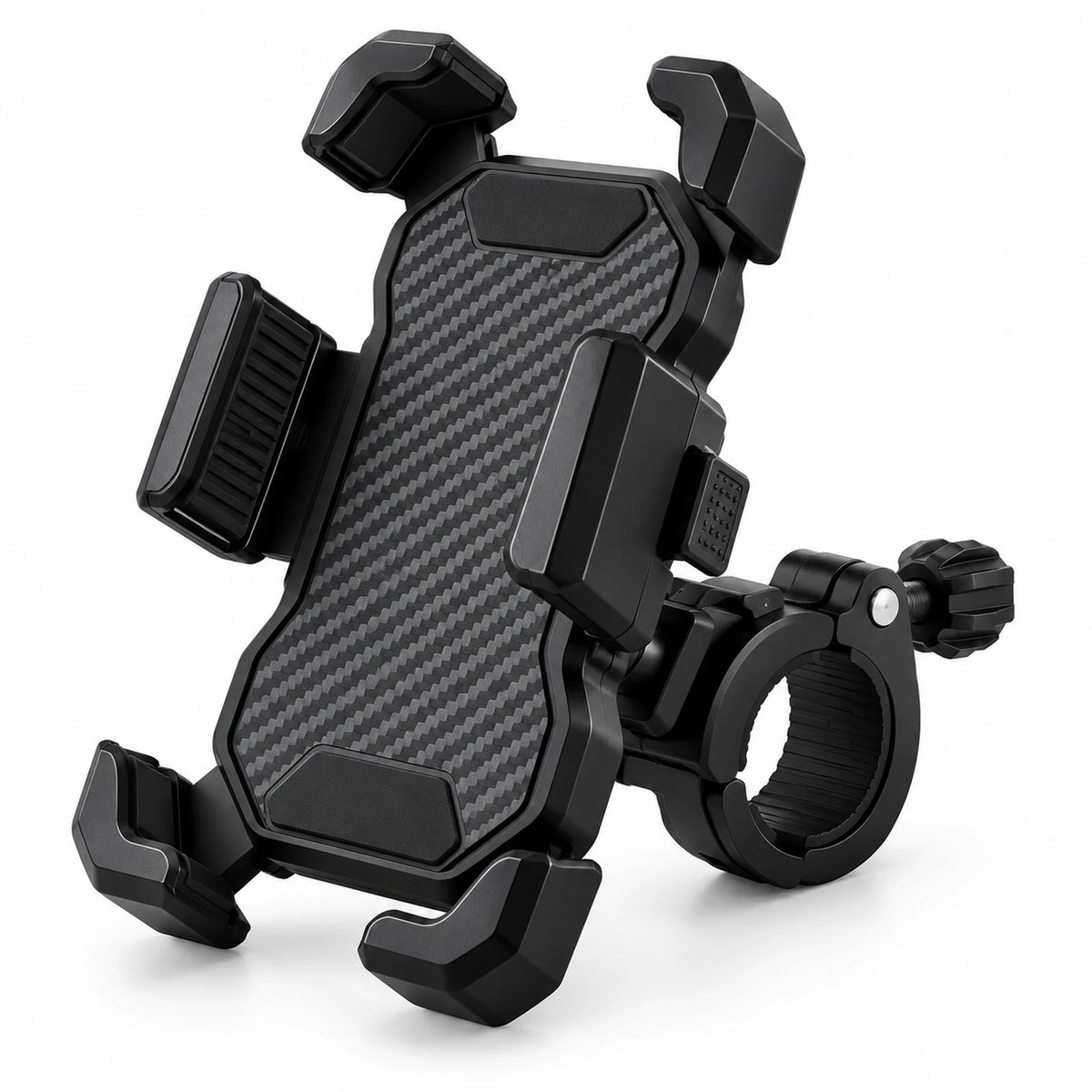 Suporte para celular preto com braços ajustáveis e abraçadeira de guidão para veículos elétricos ZORYKEN