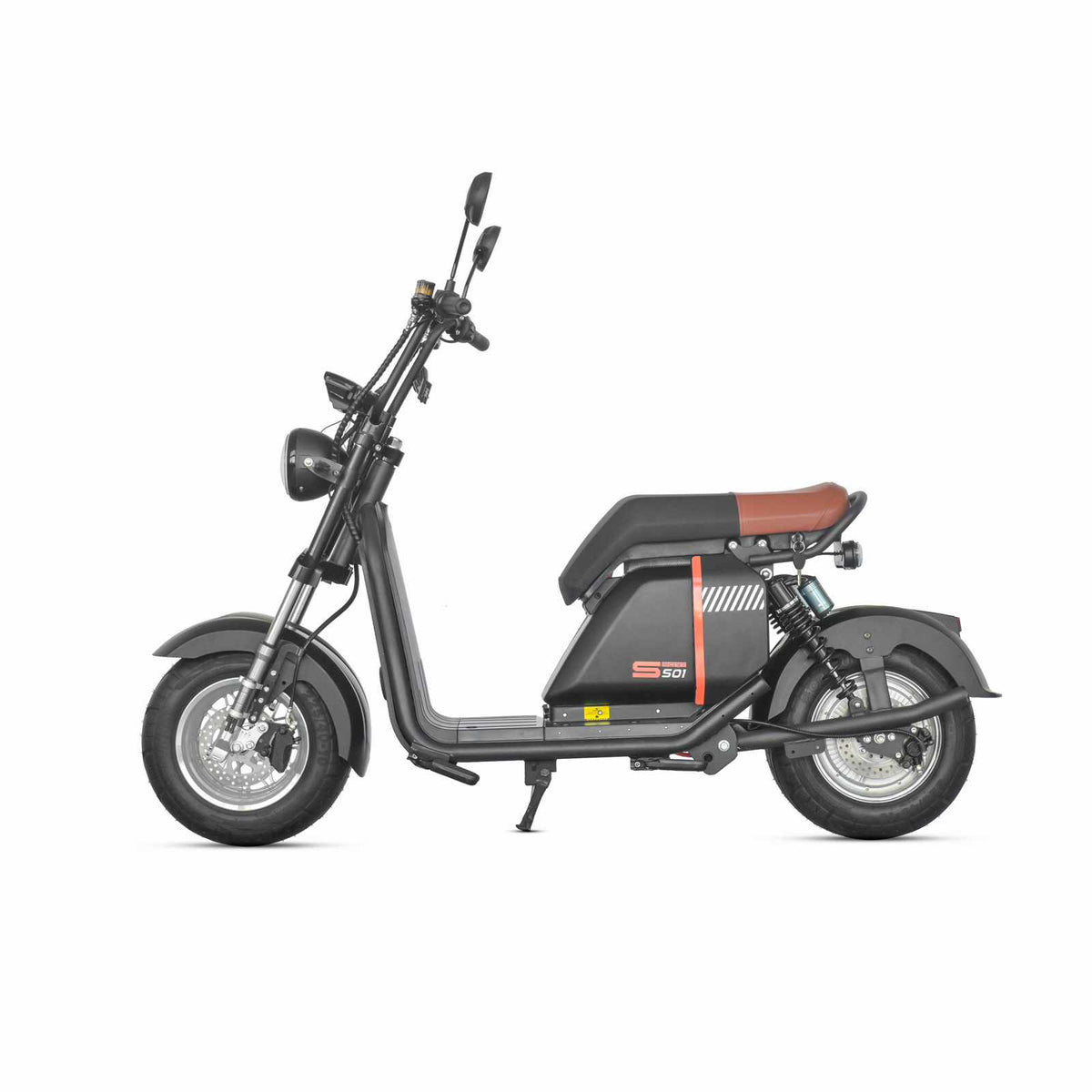 ZORYKEN 701 scooter elétrica de dois lugares com banco acolchoado, farol redondo e suspensão dianteira e traseira para fornecimento B2B