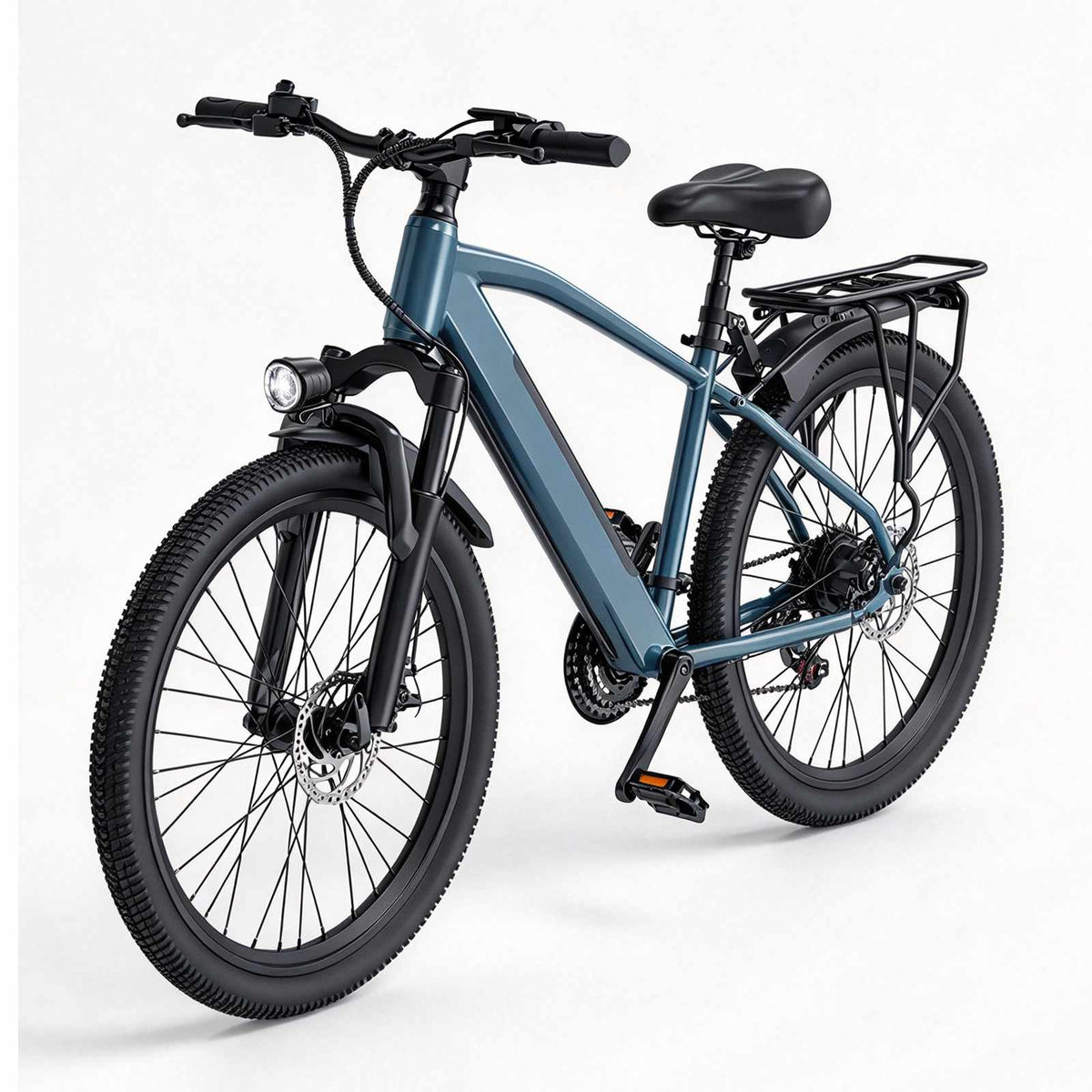 ZORYKEN S800 bicicleta elétrica aro 26 com bateria integrada, suspensão dianteira, freios a disco e bagageiro traseiro para fornecimento B2B