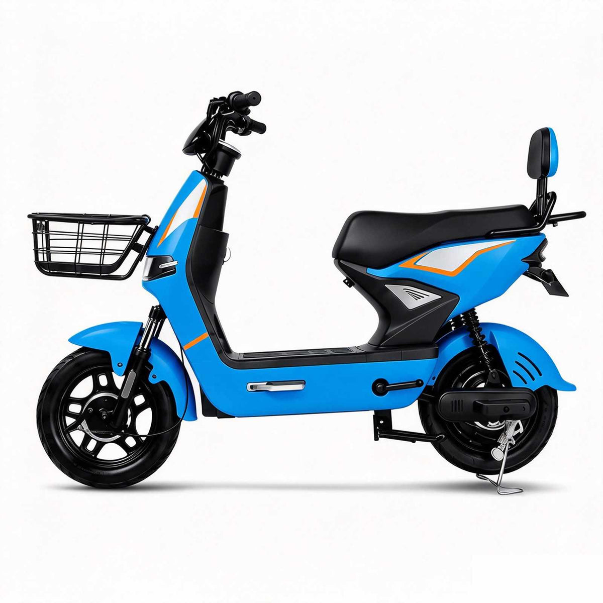 ZORYKEN Z2 scooter elétrica B2B azul com cesta frontal, banco longo e encosto traseiro para o mercado brasileiro