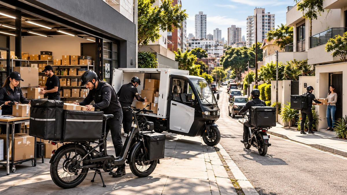 Entregas de última milha com veículos elétricos para logística urbana, distribuição de cargas e operações empresariais