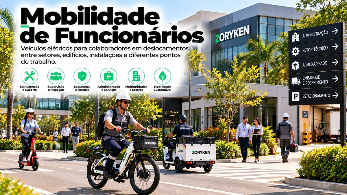 Mobilidade de funcionários com veículos elétricos para deslocamentos entre setores, edifícios, instalações e diferentes pontos de trabalho