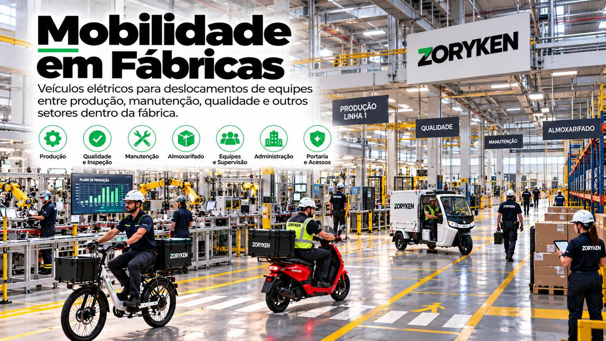 Mobilidade em fábricas com veículos elétricos para deslocamento de equipes entre produção, manutenção, qualidade e almoxarifado