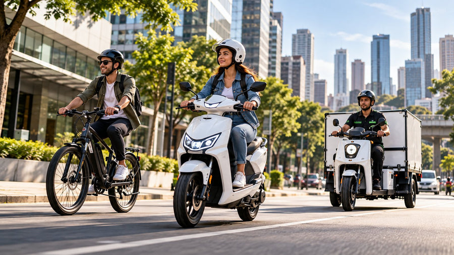 Veículos elétricos para transporte de curta distância, mobilidade urbana e diferentes aplicações empresariais.