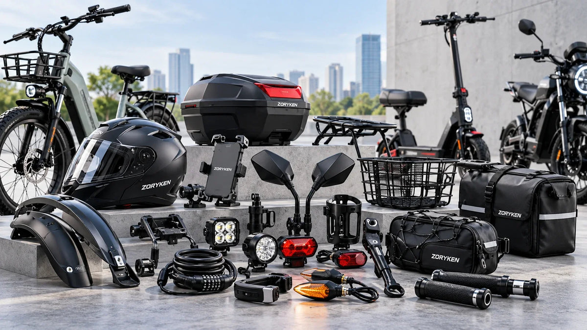 Acessórios ZORYKEN para bicicletas elétricas, scooters elétricas e motos elétricas no Brasil