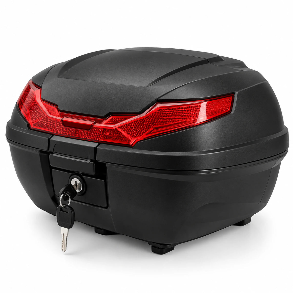 Baú traseiro preto com refletor vermelho, fechadura e chave para veículos elétricos ZORYKEN