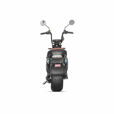 ZORYKEN 701 scooter elétrica vista traseira com banco para dois lugares, suspensão traseira dupla e lanterna traseira para fornecimento B2B