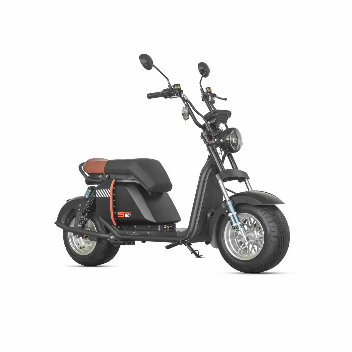 ZORYKEN 701 scooter elétrica de dois lugares com banco acolchoado, farol redondo e suspensão dianteira para fornecimento B2B