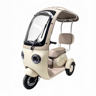 Triciclo elétrico ZORYKEN P2 para fornecimento B2B no Brasil, com três rodas, cobertura, para-brisa e assento com encosto