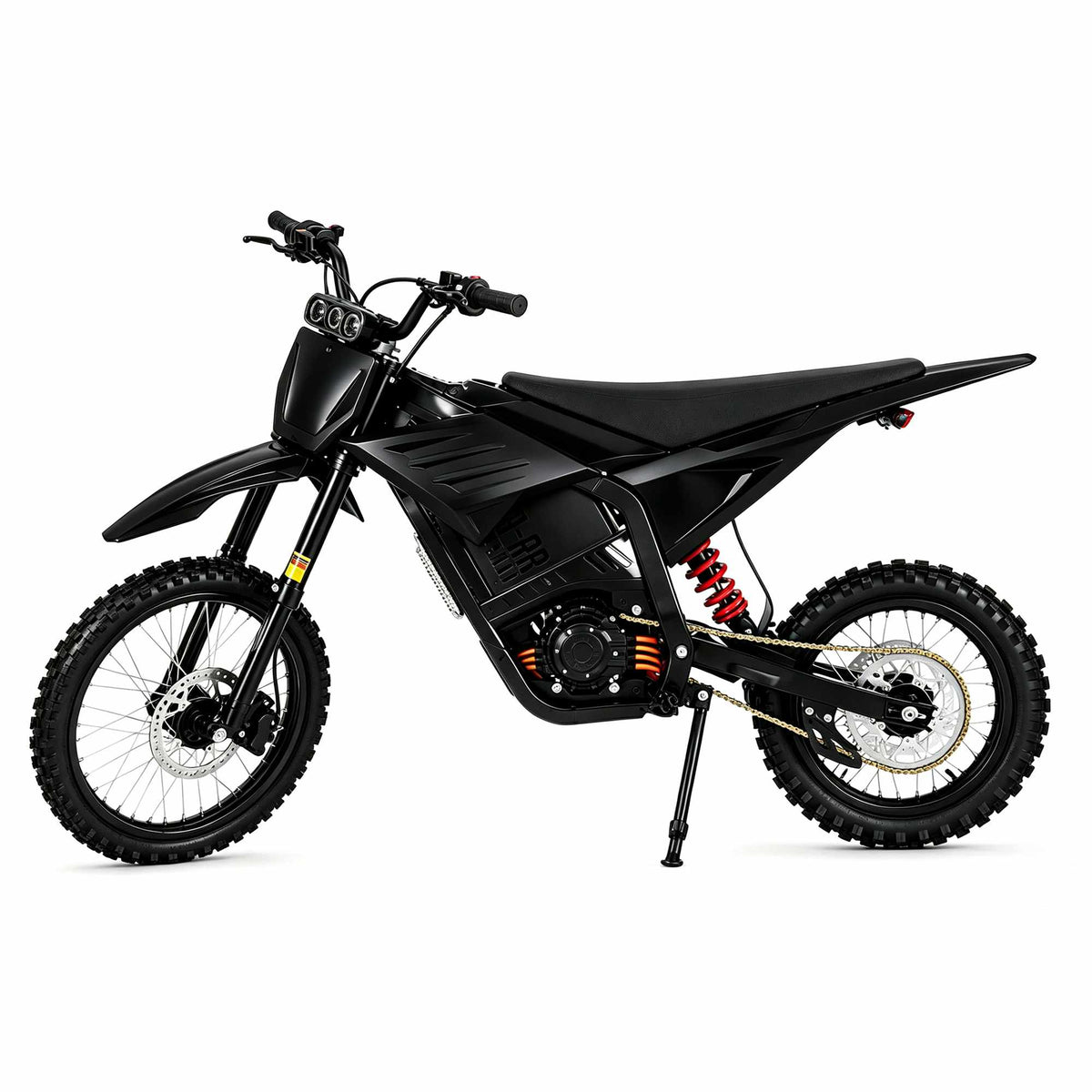 ZORYKEN Q1 moto elétrica off-road em vista de três quartos, com carenagem bicolor, banco preto e pneus de uso misto – Veículos Elétricos ZORYKEN